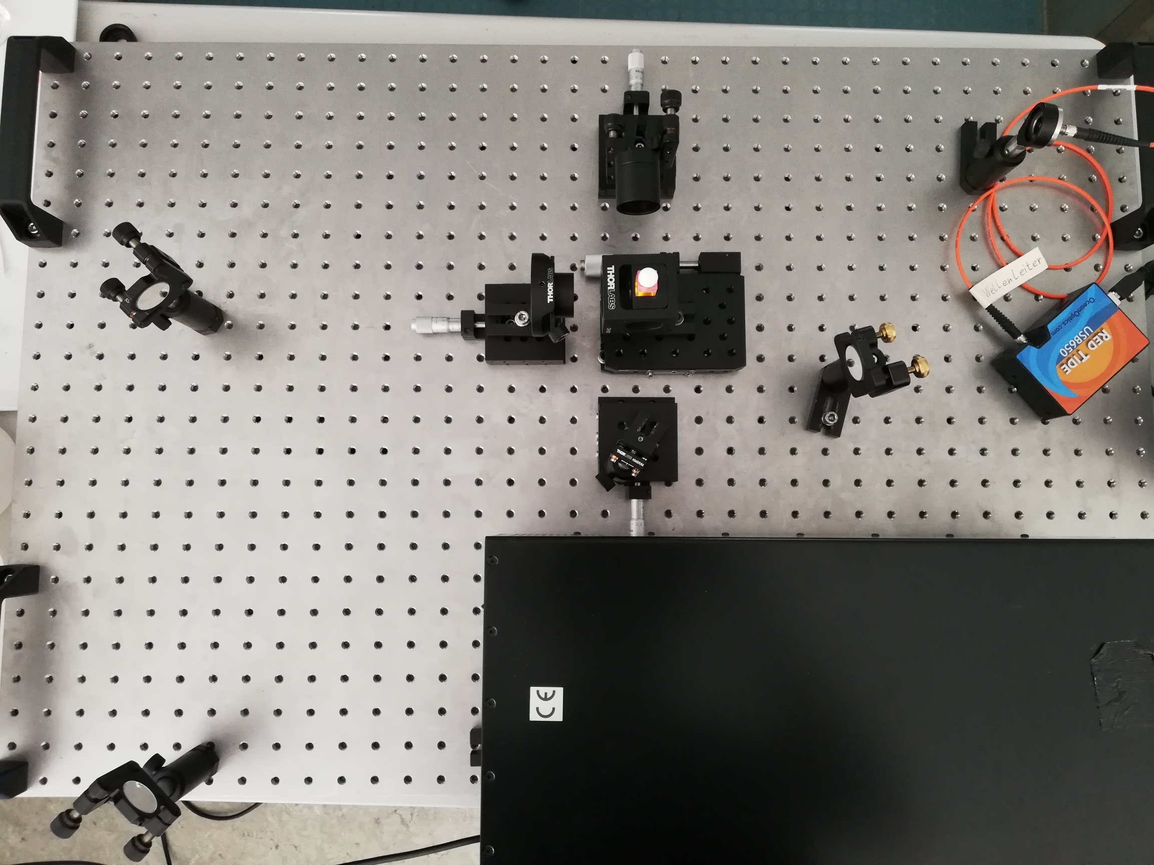 In der Abbildung ist der gesamte Versuchsaufbau von oben dargestellt.