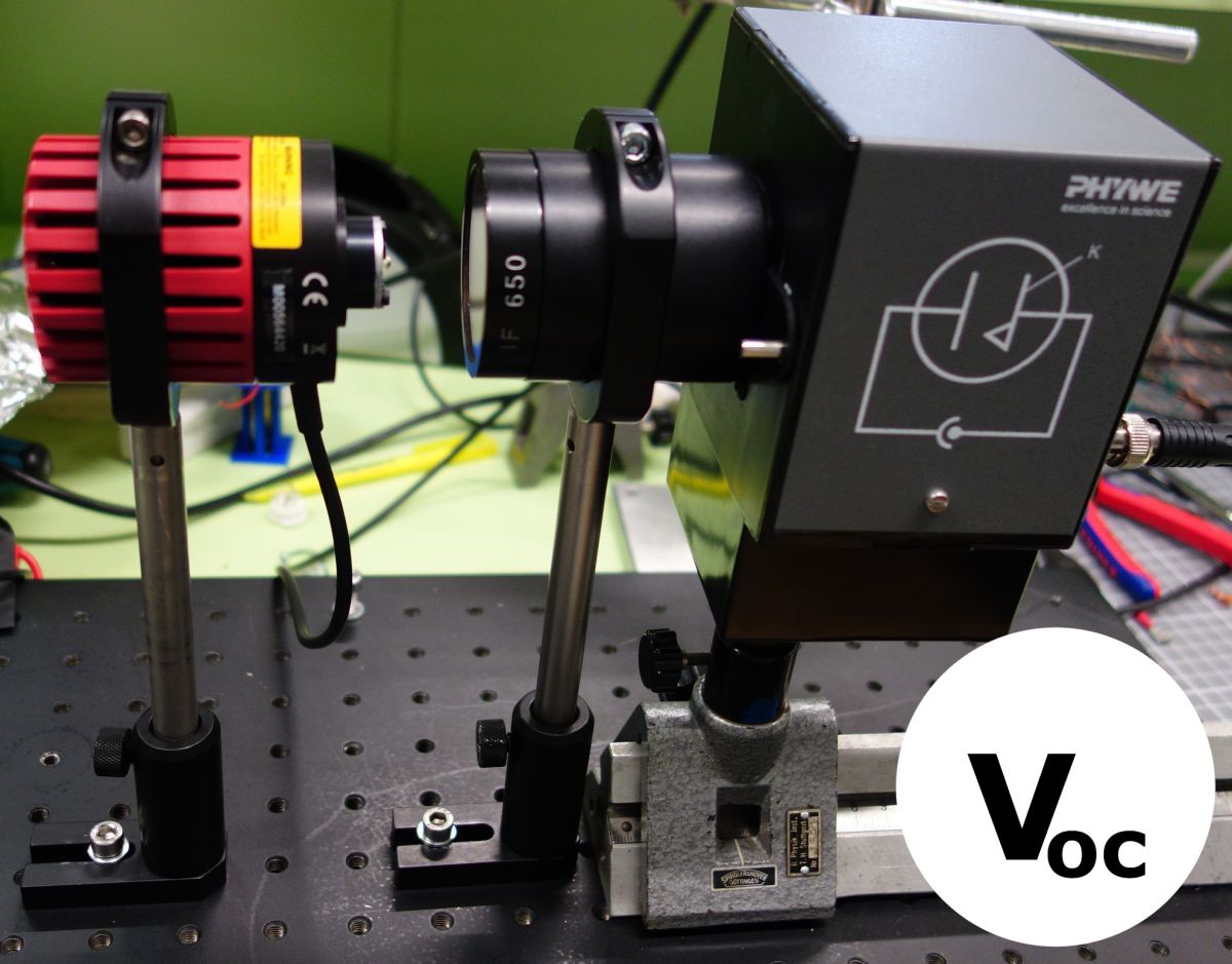 Aufbau einer Fotozelle zur h-Bestimmung mit Interferenzfilter und LED